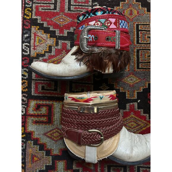 Upsicled cowboy boots boho bohemian booties feather reworked sz 8 free people - Picture 6 of 16